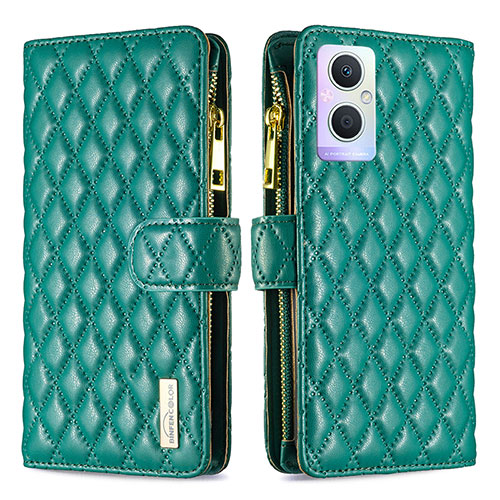 Leather Case Stands Flip Cover Holder B12F for Oppo F21 Pro 5G Green