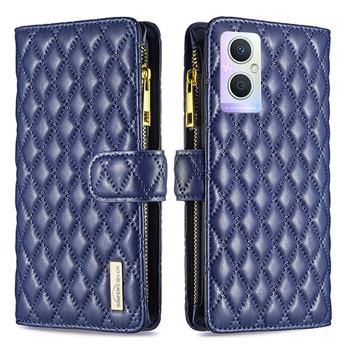 Leather Case Stands Flip Cover Holder B12F for Oppo F21s Pro 5G Blue