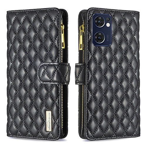 Leather Case Stands Flip Cover Holder B12F for Oppo Find X5 Lite 5G Black
