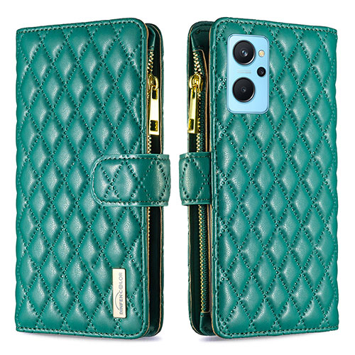 Leather Case Stands Flip Cover Holder B12F for Oppo K10 4G Green