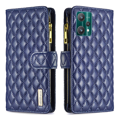 Leather Case Stands Flip Cover Holder B12F for Realme 9 5G Blue