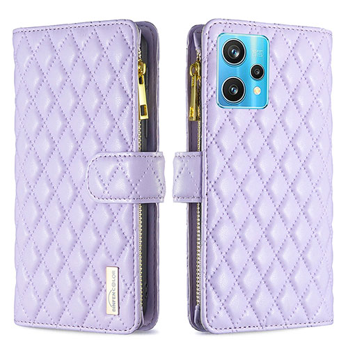 Leather Case Stands Flip Cover Holder B12F for Realme 9 Pro+ Plus 5G Purple