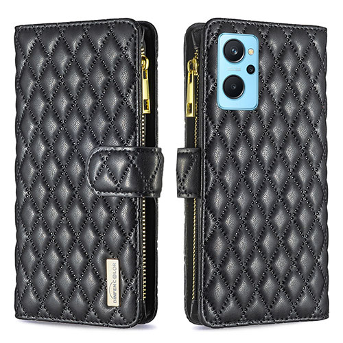 Leather Case Stands Flip Cover Holder B12F for Realme 9i 4G Black