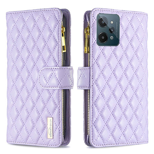 Leather Case Stands Flip Cover Holder B12F for Realme C31 Purple