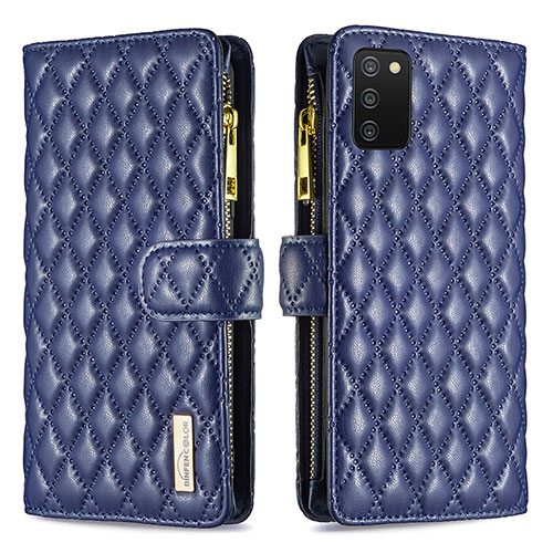 Leather Case Stands Flip Cover Holder B12F for Samsung Galaxy A02s Blue