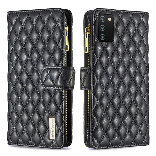 Leather Case Stands Flip Cover Holder B12F for Samsung Galaxy A03s Black