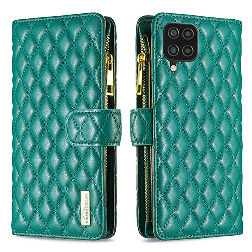 Leather Case Stands Flip Cover Holder B12F for Samsung Galaxy A12 5G Green