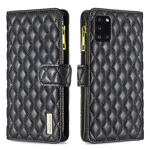 Leather Case Stands Flip Cover Holder B12F for Samsung Galaxy A31 Black