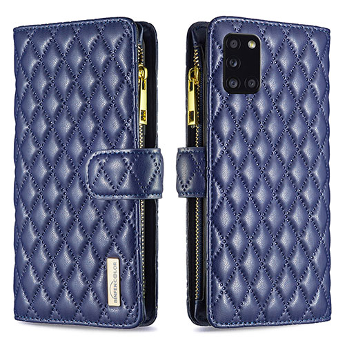 Leather Case Stands Flip Cover Holder B12F for Samsung Galaxy A31 Blue