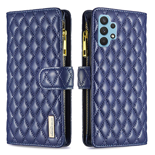 Leather Case Stands Flip Cover Holder B12F for Samsung Galaxy A32 4G Blue