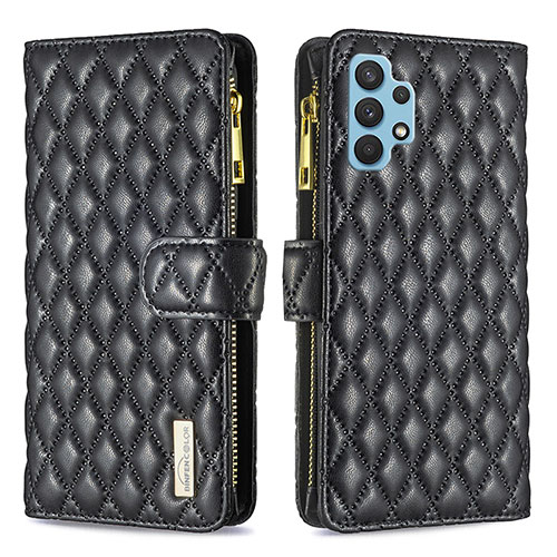 Leather Case Stands Flip Cover Holder B12F for Samsung Galaxy A32 5G Black