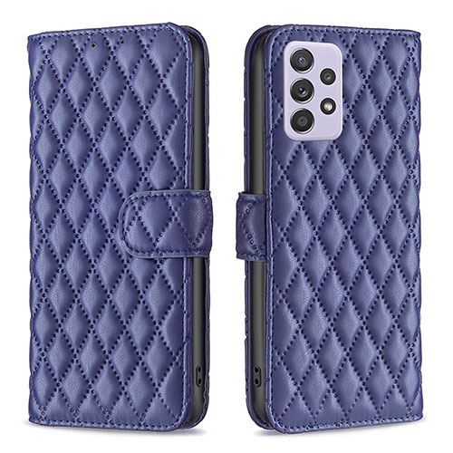 Leather Case Stands Flip Cover Holder B12F for Samsung Galaxy A52s 5G Blue