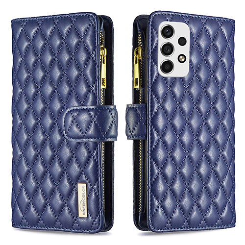 Leather Case Stands Flip Cover Holder B12F for Samsung Galaxy A53 5G Blue