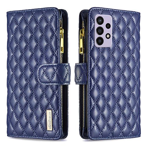 Leather Case Stands Flip Cover Holder B12F for Samsung Galaxy A72 4G Blue