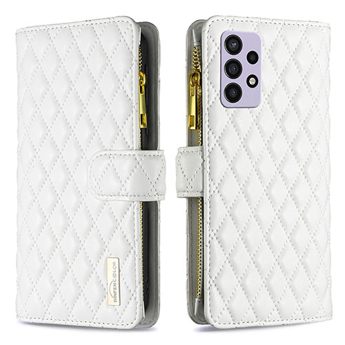 Leather Case Stands Flip Cover Holder B12F for Samsung Galaxy A72 5G White