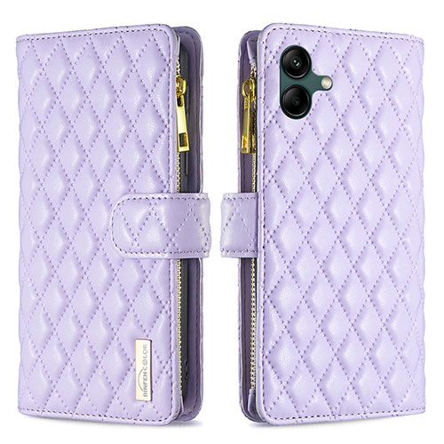 Leather Case Stands Flip Cover Holder B12F for Samsung Galaxy F14 5G Purple