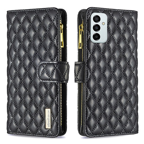 Leather Case Stands Flip Cover Holder B12F for Samsung Galaxy F23 5G Black