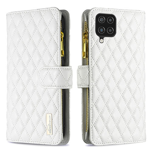 Leather Case Stands Flip Cover Holder B12F for Samsung Galaxy M12 White