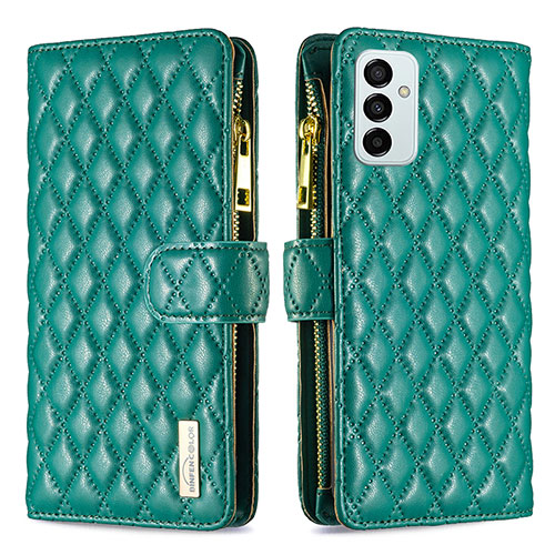 Leather Case Stands Flip Cover Holder B12F for Samsung Galaxy M23 5G Green