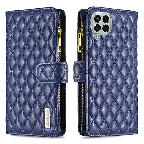 Leather Case Stands Flip Cover Holder B12F for Samsung Galaxy M33 5G Blue