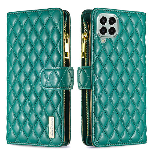 Leather Case Stands Flip Cover Holder B12F for Samsung Galaxy M33 5G Green