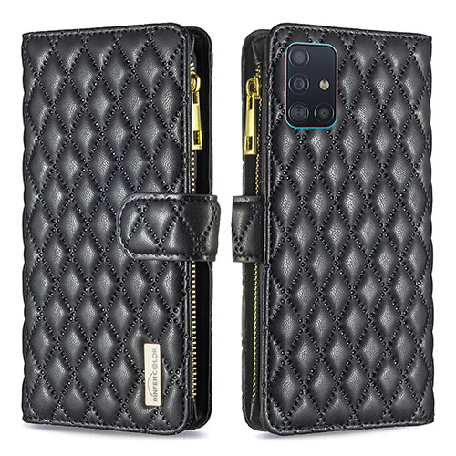 Leather Case Stands Flip Cover Holder B12F for Samsung Galaxy M40S Black