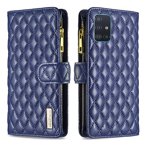 Leather Case Stands Flip Cover Holder B12F for Samsung Galaxy M40S Blue