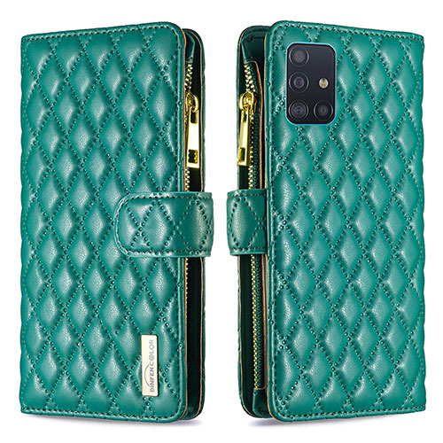 Leather Case Stands Flip Cover Holder B12F for Samsung Galaxy M40S Green