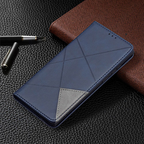 Leather Case Stands Flip Cover Holder B12F for Samsung Galaxy S25 Ultra 5G Blue