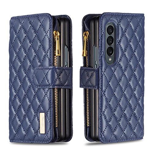 Leather Case Stands Flip Cover Holder B12F for Samsung Galaxy Z Fold4 5G Blue