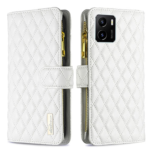 Leather Case Stands Flip Cover Holder B12F for Vivo Y01A White