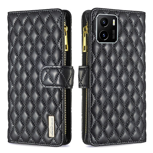 Leather Case Stands Flip Cover Holder B12F for Vivo Y10 t1 Black