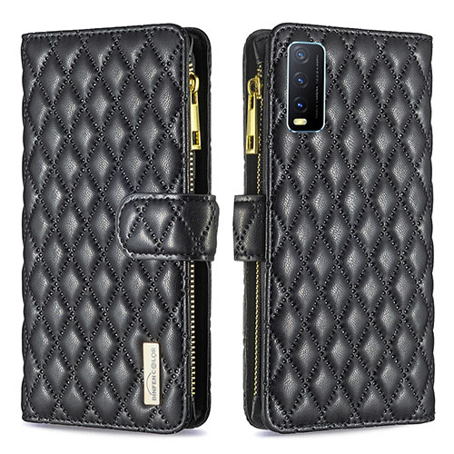 Leather Case Stands Flip Cover Holder B12F for Vivo Y12G Black