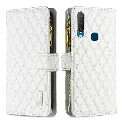 Leather Case Stands Flip Cover Holder B12F for Vivo Y17 White