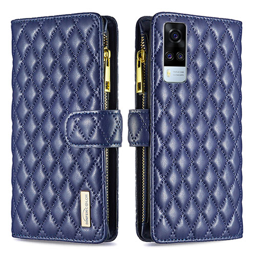 Leather Case Stands Flip Cover Holder B12F for Vivo Y51A Blue