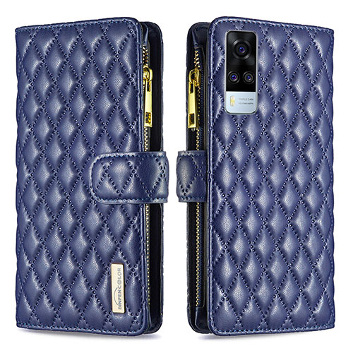 Leather Case Stands Flip Cover Holder B12F for Vivo Y53s NFC Blue