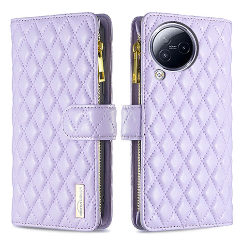 Leather Case Stands Flip Cover Holder B12F for Xiaomi Civi 3 5G Purple