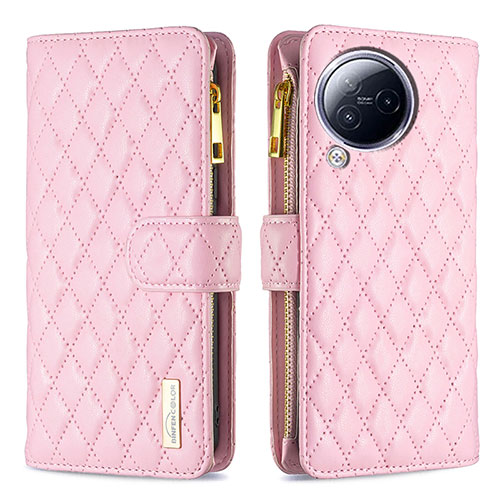 Leather Case Stands Flip Cover Holder B12F for Xiaomi Civi 3 5G Rose Gold