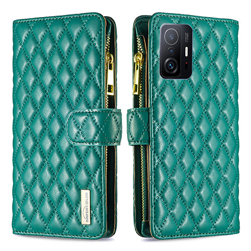 Leather Case Stands Flip Cover Holder B12F for Xiaomi Mi 11T 5G Green