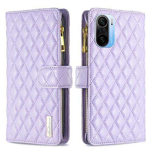 Leather Case Stands Flip Cover Holder B12F for Xiaomi Mi 11X Pro 5G Purple