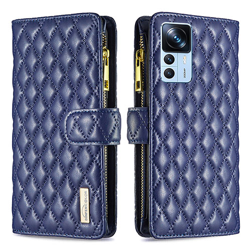 Leather Case Stands Flip Cover Holder B12F for Xiaomi Mi 12T Pro 5G Blue