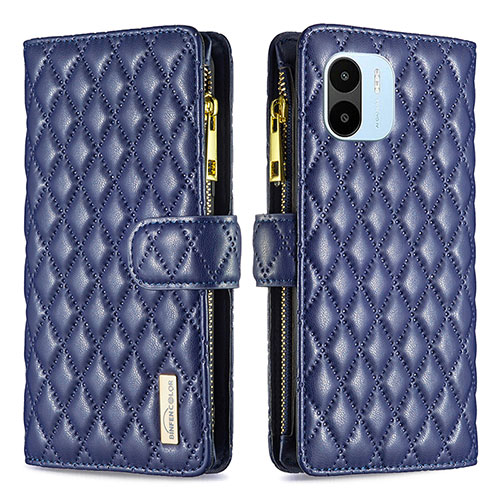 Leather Case Stands Flip Cover Holder B12F for Xiaomi Poco C50 Blue