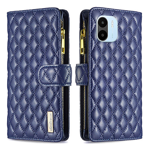 Leather Case Stands Flip Cover Holder B12F for Xiaomi Poco C51 Blue