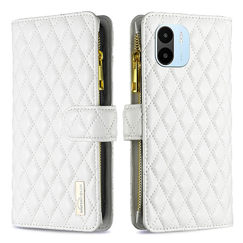 Leather Case Stands Flip Cover Holder B12F for Xiaomi Poco C51 White