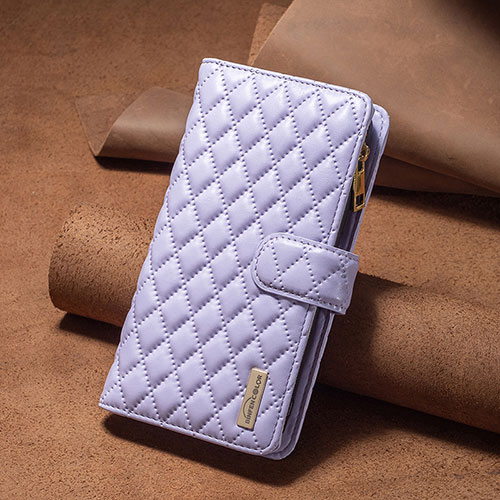 Leather Case Stands Flip Cover Holder B12F for Xiaomi Poco C55 Purple