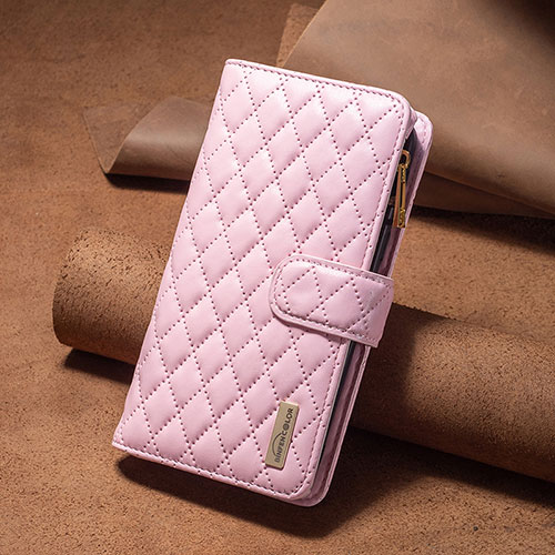 Leather Case Stands Flip Cover Holder B12F for Xiaomi Poco C55 Rose Gold