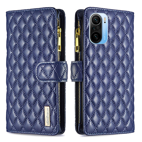 Leather Case Stands Flip Cover Holder B12F for Xiaomi Poco F3 5G Blue