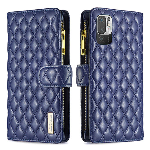 Leather Case Stands Flip Cover Holder B12F for Xiaomi POCO M3 Pro 5G Blue