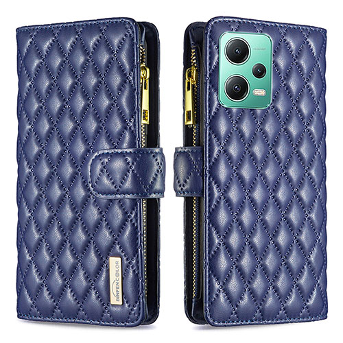 Leather Case Stands Flip Cover Holder B12F for Xiaomi Poco X5 5G Blue