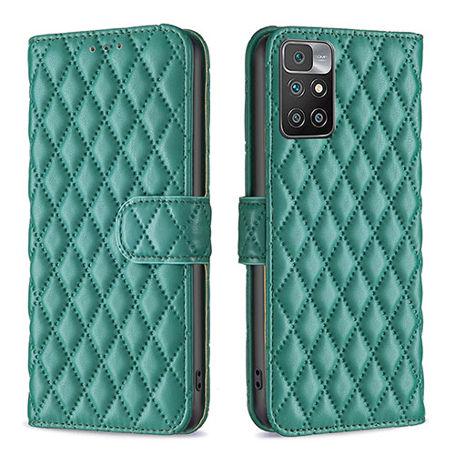 Leather Case Stands Flip Cover Holder B12F for Xiaomi Redmi 10 (2022) Green